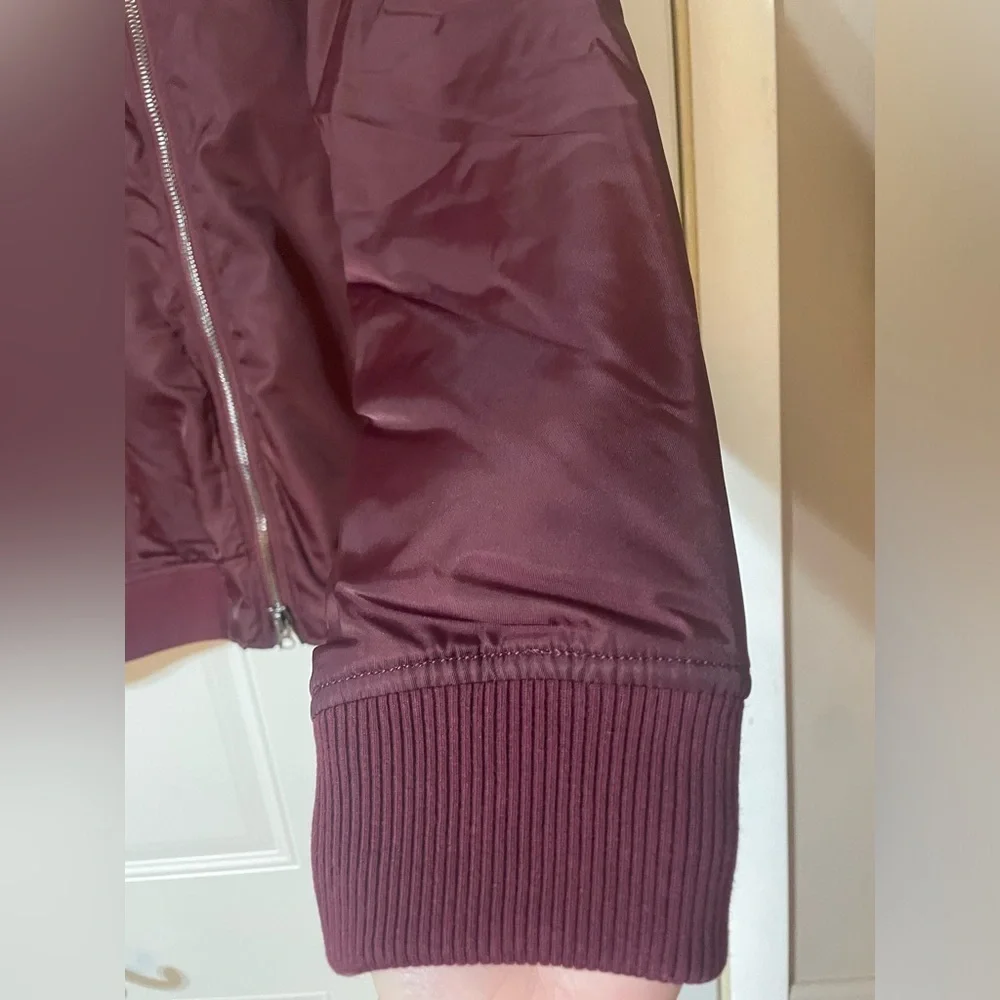 LABEL Unisex Go To Burgundy Bomber Jacket Double Zipper Lots of Pockets